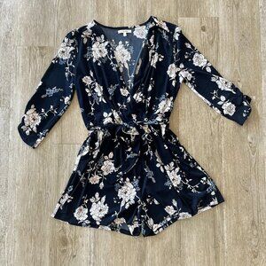Womens Maurices Blue Floral Shorts Romper - S